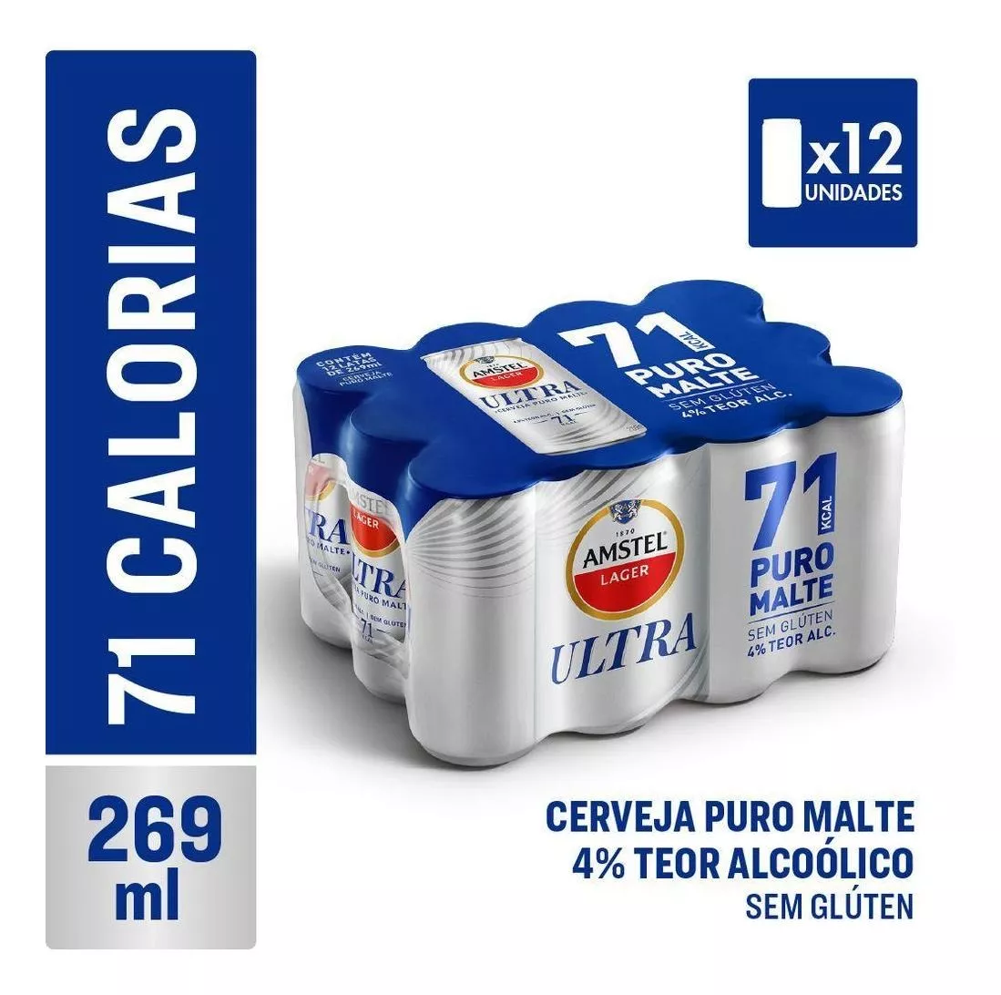 Pack Cerveja Amstel Ultra 269ml Com 12 Unidades