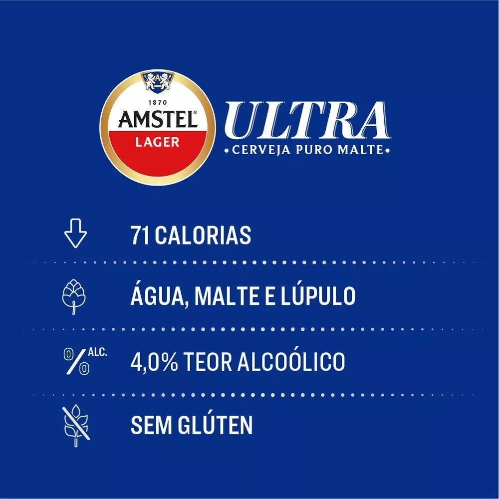 Pack Cerveja Amstel Ultra 269ml Com 12 Unidades - Imagem 2