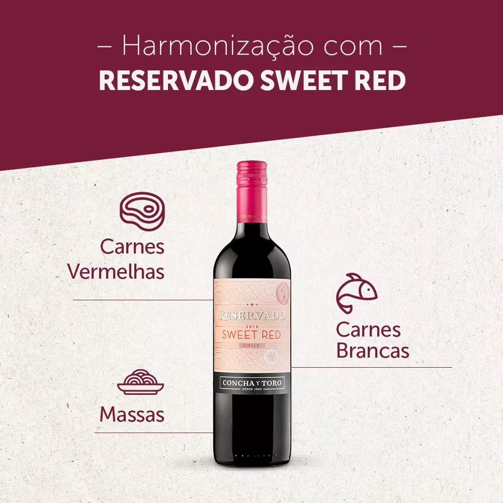 Concha Y Toro vinho tinto suave chileno reservado sweet red 750ml - Imagem 3